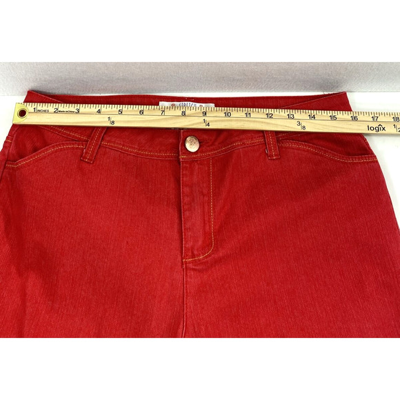 Bill Bass Capri‎ Jean Shorts Womens 10 Petite Red Denim Stretch - Picture 5 of 9